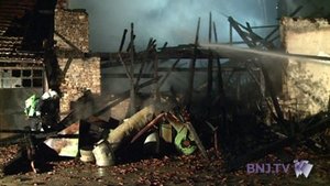 Un bâtiment détruit par les flammes à Courgenay